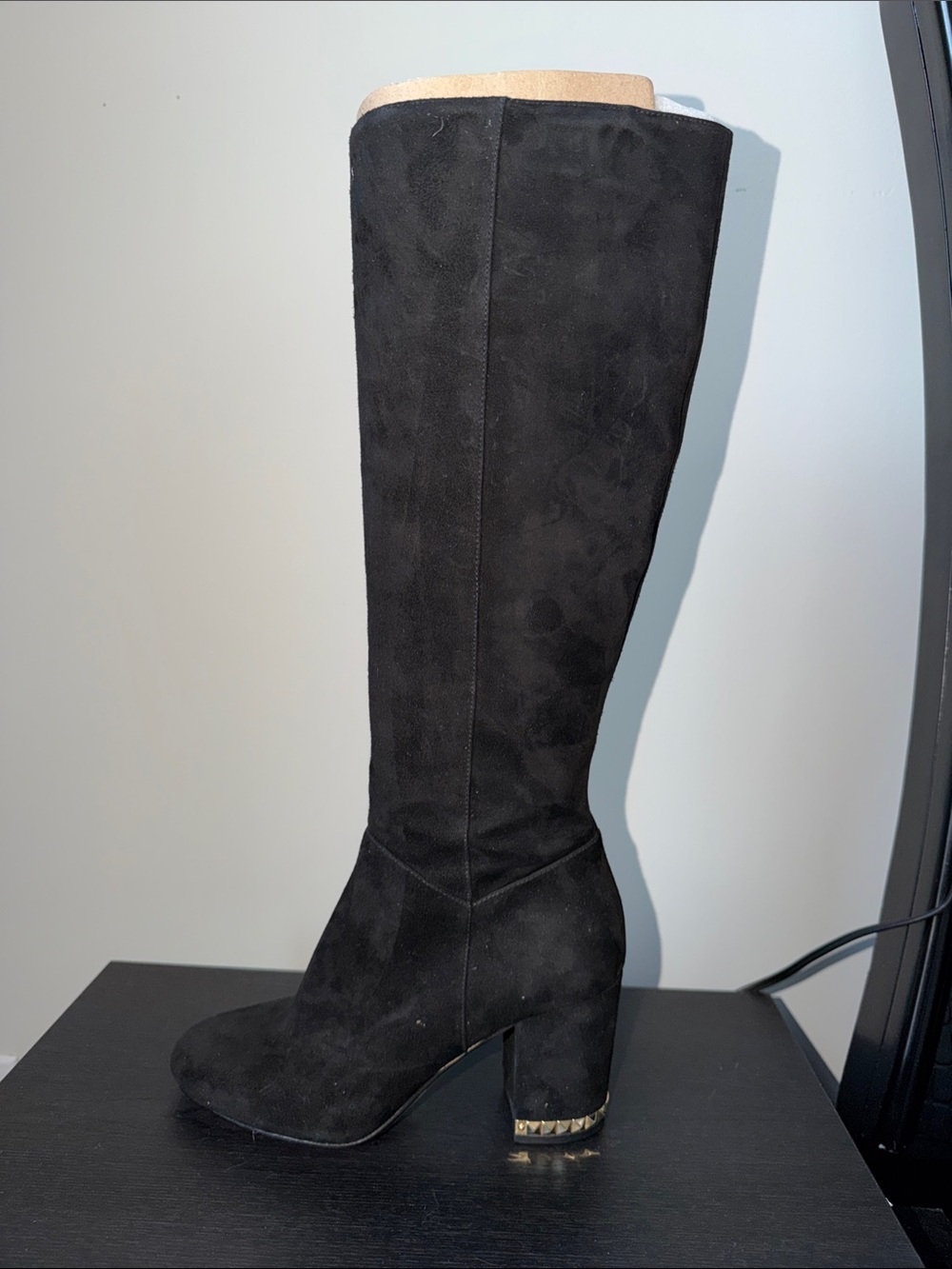 Michael Kors Black Suede Over-the-Knee Block Heel Boots